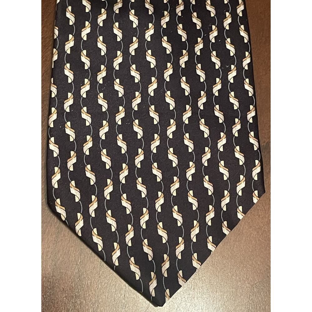 Feraud Louis Feraud Black Gold 100% Silk Men’s Neck Tie Made In Usa